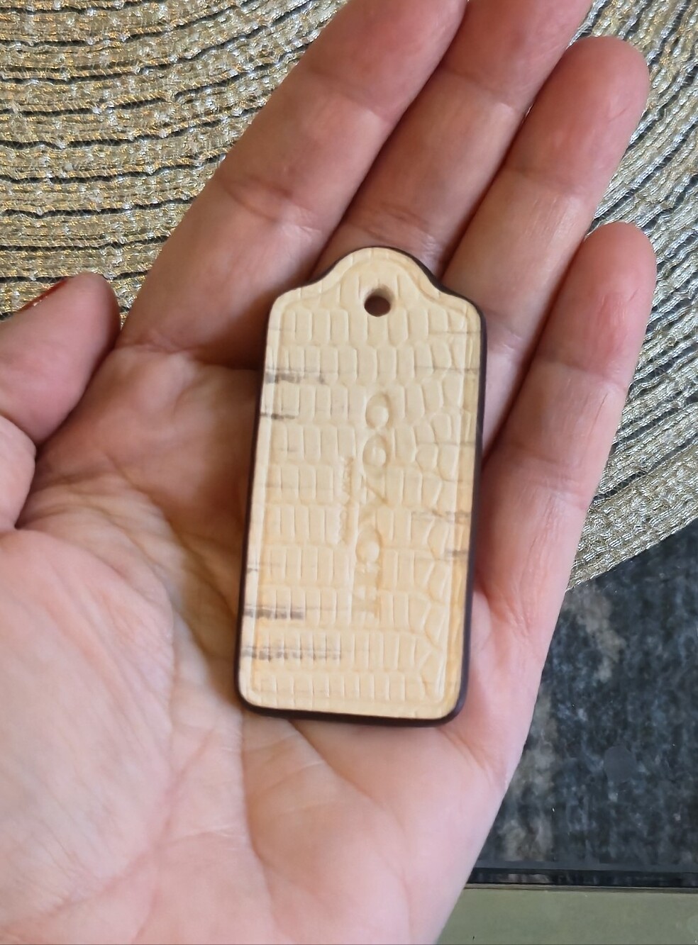 Coach Leather Hangtag Key Fob Charm Replacement - Snake Python Embossed Cream